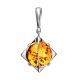 Square Amber Pendant In Sterling Silver The Saturn, image 