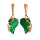 Gold-Plated Dangle Earrings With Green Synthetic Onyx The Serenade, image 