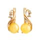 Refined Amber Earrings In Gold-Plated Silver With Crystals The Swan, image 