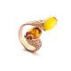 Multicolour Amber Ring With Two Stones In Gold-Plated Silver The Casablanca, Ring Size: 8 / 18, image 