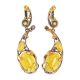 Drop Honey Amber Earrings In Gold-Plated Silver With Crystals The Pompadour, image 