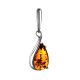 Delicate Teardrop Silver Pendant With Cognac Amber The Gioconda, image 