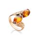 Egg Cut Amber Ring In Gold-Plated Silver The Casablanca, Ring Size: 7 / 17.5, image 