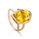 One Size Amber Ring In Gold-Plated Silver The Vivaldi, Ring Size: Adjustable, image 