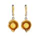 Drop Amber Earrings In Gold-Plated Silver The Turandot, image 