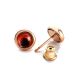 Charming Gold-Plated Silver Studs With Cognac Amber The Berry, image 