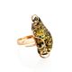 Handcrafted Golden Ring With Green Amber Stone The Rialto, Ring Size: Adjustable, image 