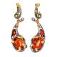 Drop Gold-Plated Earrings With Cognac Amber And Crystals The Pompadour, image 