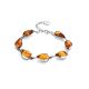 Bright Silver Link Bracelet With Cognac Amber The Gioconda, image 
