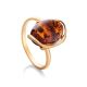 Adjustable Cognac Amber Ring In Gold-Plated Silver The Vivaldi, Ring Size: Adjustable, image 