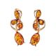 Bright Gold-Plated Earrings With Cognac Amber The Symphony, image 