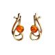 Gold-Plated Earrings With Bright Cognac Amber The Flamenco, image 