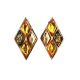 Geometric Gold-Plated Earrings With Multicolor Amber The Colombina, image 