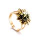 Green Amber Ring In Gold-Plated Silver The Aster, Ring Size: 9 / 19, image 