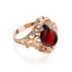 Romantic Glamour Amber Ring In Gold-Plated Sterling Silver The Luxor, Ring Size: 9.5 / 19.5, image 