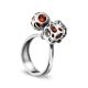 Dangle Amber Ring In Sterling Silver The Geneva, Ring Size: 5 / 15.5, image 