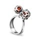 Dangle Amber Ring In Sterling Silver The Geneva, Ring Size: 8.5 / 18.5, image 