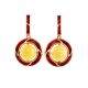 Amber and Red Enamel Earrings In Gold-Plated Silver The Empire, image 