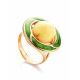 Amber and Green Enamel Ring In Gold-Plated Silver The Empire, Ring Size: 10 / 20, image 