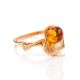 Golden Ring With Cognac Amber The Kalina, Ring Size: 5.5 / 16, image 