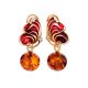 Bold Gold-Plated Earrings With Amber And Enamel The Verona, image 