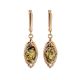 Drop Gold-Plated Earrings With Green Amber And Crystals The Albertina, image 
