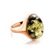 Green Amber Ring In Gold-Plated Silver The Goji, Ring Size: 5 / 15.5, image 
