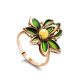 Wonderful Gold-Plated Ring With Amber And Enamel The Verona, Ring Size: 11 / 20.5, image 