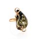 Adjustable Golden Ring With Green Amber The Rialto, Ring Size: Adjustable, image 