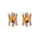 Cognac Amber Earrings In Gold With Champagne Crystals The Raphael, image 
