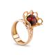 Gold-Plated Ring With Cherry Amber The Geneva, Ring Size: 6 / 16.5, image 