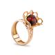 Gold-Plated Ring With Cherry Amber The Geneva, Ring Size: 8 / 18, image 