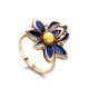 Bold Floral Ring With Amber And Enamel The Verona, Ring Size: 9.5 / 19.5, image 