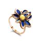 Bold Floral Ring With Amber And Enamel The Verona, Ring Size: 5.5 / 16, image 