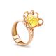 Lemon Amber Ring In Gold-Plated Silver The Geneva, Ring Size: 7 / 17.5, image 