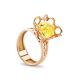 Lemon Amber Ring In Gold-Plated Silver The Geneva, Ring Size: 8.5 / 18.5, image 