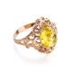 Romantic Glamour Amber Ring In Gold-Plated Sterling Silver The Luxor, Ring Size: 11 / 20.5, image 