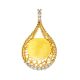 Drop Amber Pendant In Gold-Plated Silver With Crystals The Venus, image 