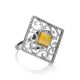 Cocktail Ring With Honey Amber In Sterling Silver The Arabesque, Ring Size: 9.5 / 19.5, image 