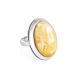 Bold Amber Cocktail Ring In Sterling Silver The Glow, Ring Size: Adjustable, image 