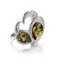 Green Dazzling Amber Ring In Sterling Silver The Eagles Collection, Ring Size: 8.5 / 18.5, image 