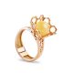 Gold-Plated Ring With Round Cut Honey Amber The Geneva, Ring Size: 8.5 / 18.5, image 