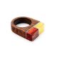Handcrafted Amber Ring With Multicolor Wood The Indonesia, Ring Size: 8 / 18, image 