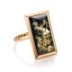 Geometric Gold-Plated Cocktail Ring With Green Amber The Chelsea, Ring Size: 12 / 21.5, image 
