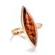 Gold-Plated Silver Ring With Cognac Amber The Grace, Ring Size: 8.5 / 18.5, image 