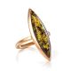 Gold-Plated Silver Ring With Green Amber The Grace, Ring Size: 5 / 15.5, image 