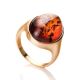 Gold-Plated Ring With Cognac Amber The Goji, Ring Size: 5 / 15.5, image 