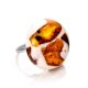 Adjustable Ring With Cognac Amber And White Polymer The Dalmatian, Ring Size: Adjustable, image 