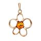 Flower Amber Pendant In Gold-Plated Silver The Daisy, image 