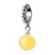 Sterling Silver Charm With Cute Honey Amber Ball Pendant, image 
